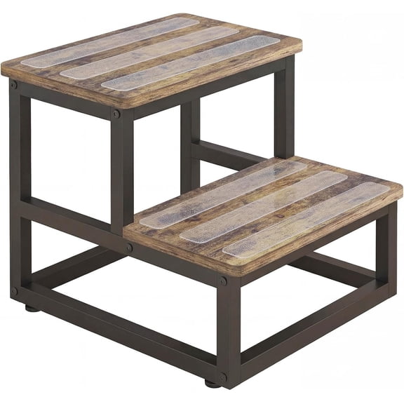 2 Tier Step Stools for Adults with Non-Slip Stickers, Heavy Duty Bed Steps for High Beds,Kitchen Step Stool, Step Stool for RV