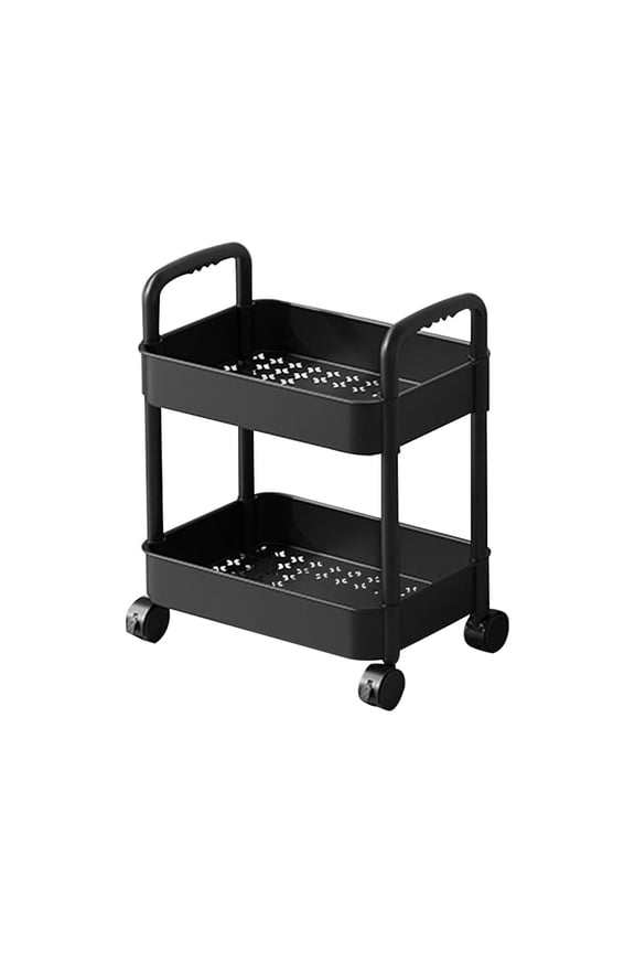 2-Tier Storage Cart,Multifunction Utility Rolling Cart Kitchen Storage Organizer,Mobile Shelving Unit Cart with Wheels for Bathroom,Laundry,Living Room, 18.5×15 inch, Black