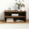 thumbnail image 1 of 2-Tier Storage Organizer,Open Stackable Mounted Storage Cabinet Bookcase,Walnut, 1 of 7