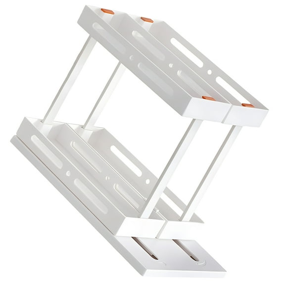 WEUVEB Kitchen Cabinet Organizer White Pull Out Rack for Counter Storage and Seasoning