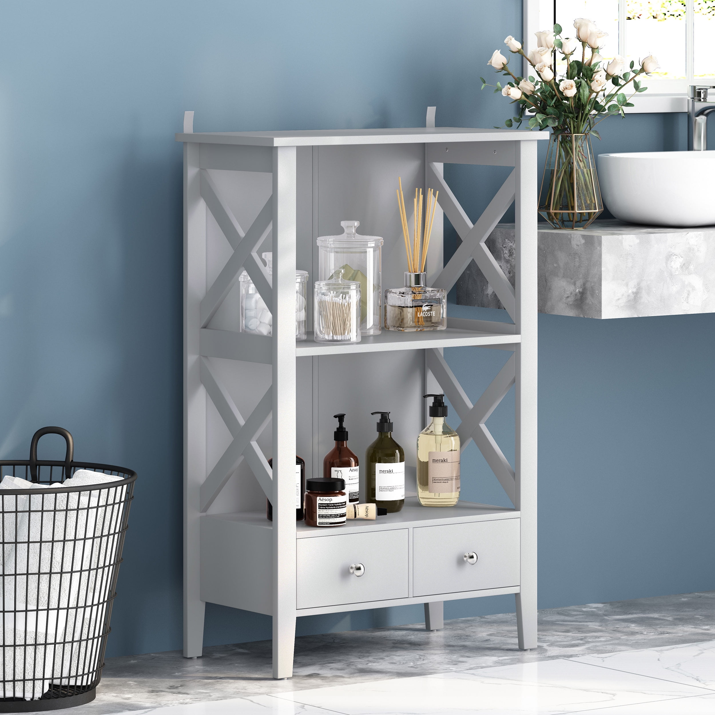 Double Draw Storage Rack 2-Tier Storage Rack with 2 Drawers - Stackable, Durable, Space-saving ...