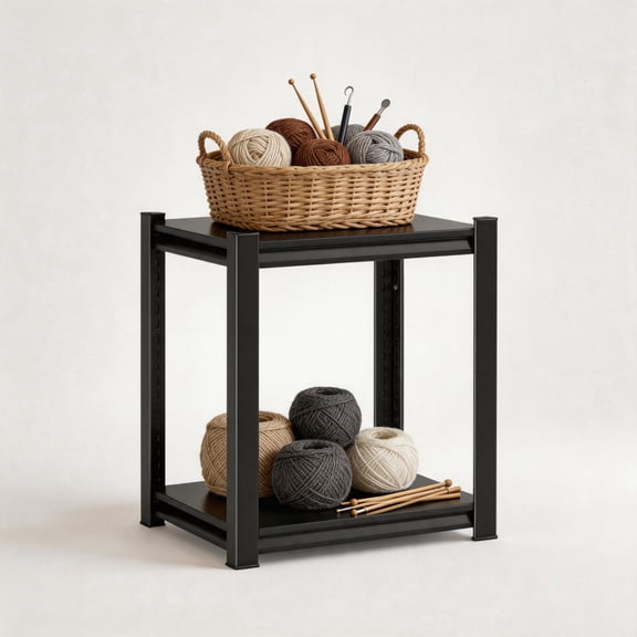 2-Tier Storage Shelves 16''W, Metal Shelving Unit with Reinforced Double-Layer Columns 16''D, 500 lbs Heavy Duty Rack, 22''H for Living Room Coffee Rack, Bookshelf, Sofa Side Table