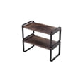 thumbnail image 1 of 2 Tier Storage Shelves, Adjustable Shelving Unit, Wood Effect And Metal Frame, Home Storage Shelf for Kitchen Bathroom, Black, 1 of 9