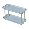 thumbnail image 1 of 2-Tier Table Shelf Organizer, Cute Plastic Storage Rack Shelf Square Tray Desk Stand Table Storage Organizer Shelves (Blue), 1 of 5