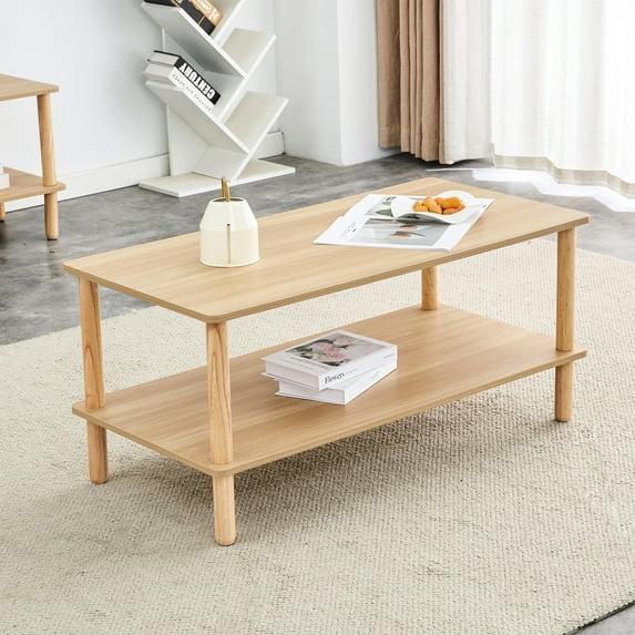 2-Tier Center Table for Living Room | Elegant Design for Modern Spaces | Solid Wood and MDF | Floor-Safe Legs