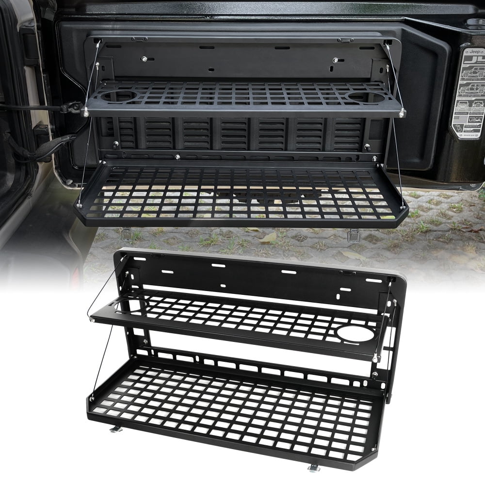 2-Tier Tailgate Table Rear Foldable Storage Cargo Rack Outdoor Camping ...