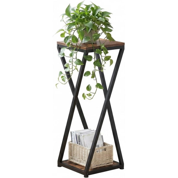 2-Tier Tall Plant Stand Indoor,Small Square Side Table for Home