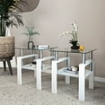 thumbnail image 1 of Triple Tree Indoor Modern Storage Tempered Glass Square End Table, White (Set of 2), 1 of 9