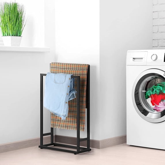 2 Tier Towel Rack for Bathroom Free Standing Towel Holder Stand Blanket Rack