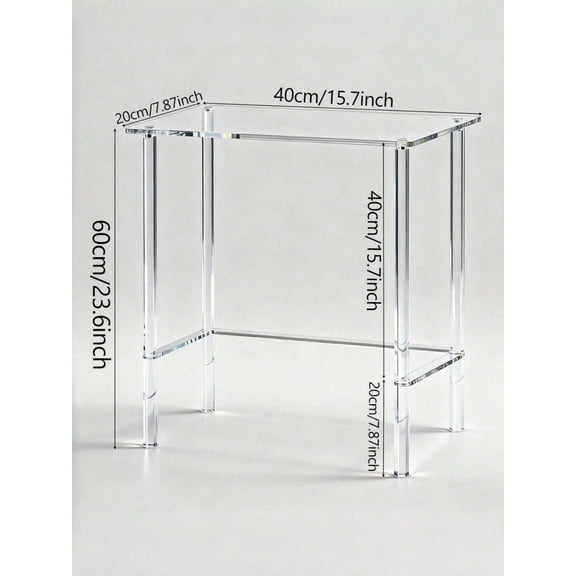 2-Tier Transparent Acrylic Console Table, Modern Narrow Side Table, Minimalist Accent Furniture for Living Room, Hallway and Entryway
