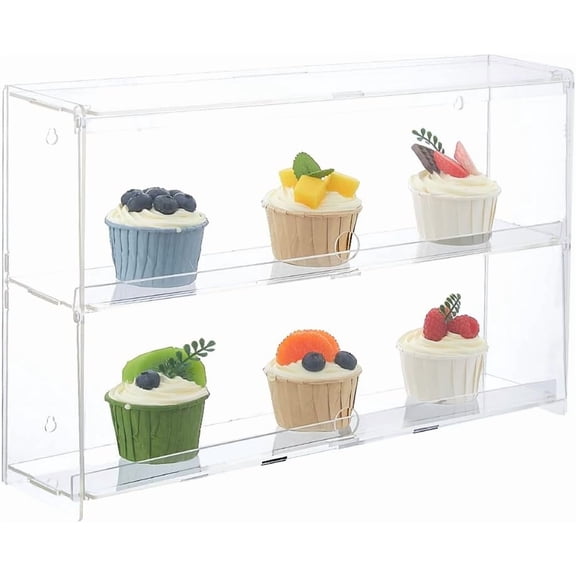 2-Tier Transparent Acrylic Minifigures Display Case Holds up to 16 Toys for Dustproofing Car Building Block Toy Models Rectangle Rectangle 40.6x9.35x26.6cm