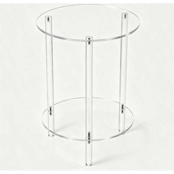 2-Tier Transparent PMMA Acrylic Round Side Table, Small Accent End Table for Bedroom Living Room Bathroom Corner