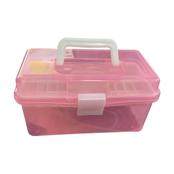 2 Tier Transparent Plastic Toolbox, Plastic Tool Box with Handle, Plastic Tackle Box, Small Storage Box, Plastic Carrying Case with Handle, Craft & Sewing Supplies Storage (4.7"×7.9"×4.1")