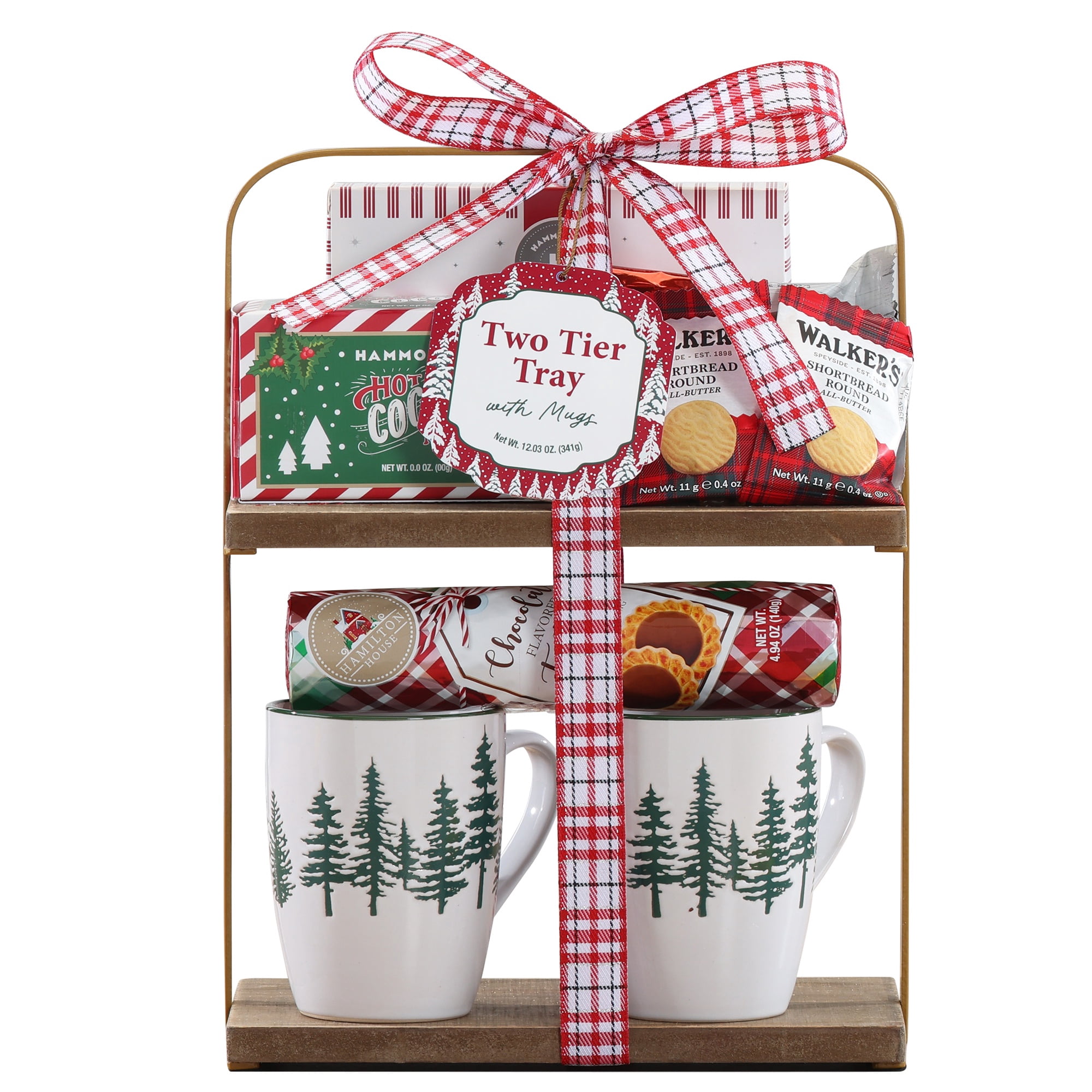 Holiday Gift Set: 2 Tier Tray with Classic Mugs - Walmart.com