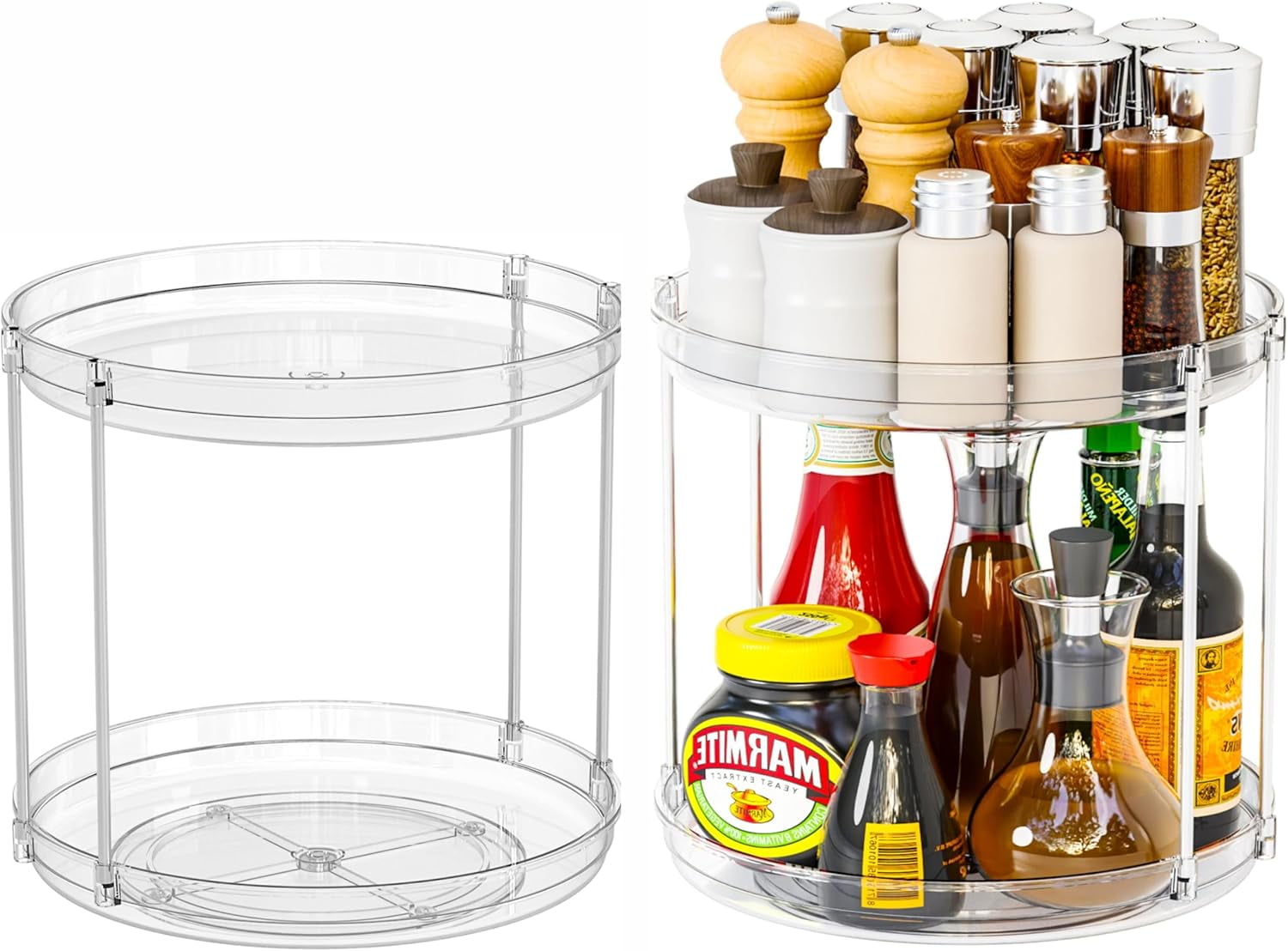 2 Tier Turntable for Cabinet,Countertop,Pantry,9.5