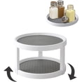 thumbnail image 1 of 2 Tier Turntable Cabinet Organizer, Non Skid Rotating Spice Rack 360 Degree, Spice Rack Organizer 10-Inch Turntable Organizer for Pantry Cabinet, Kitchen, Countertop, Vanity Display Stand, White/Gray, 1 of 9