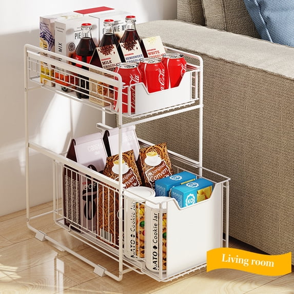2 Tier Under Sink Organizer,Multi-Use Kitchen Bathroom Organizers and Storage with Sliding Drawer,Bathroom Cabinet Pull Out Shelves for Home Kitchen