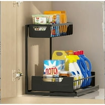 2 - Tier Under Sink Organizer, Pull Out Kitchen Cabinet Storage Rack for Cleaning Supplies