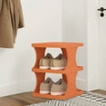 thumbnail image 1 of 2-Tier Vertical Shoe Rack, Freestanding Stackable Multi Layer Shoe Rack, Portable pp Plastic Shoe Organizer, For Entryway, Hallway Closet, Bedroom（Orange）, 1 of 6