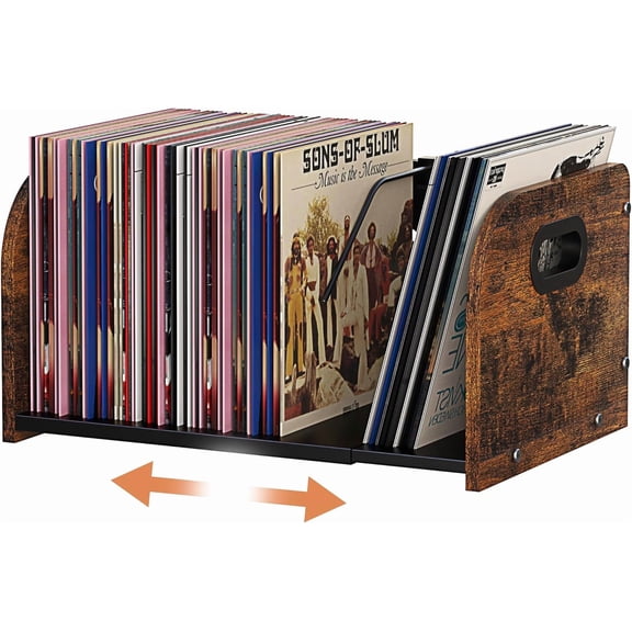 2-Tier Vinyl Record Storage Holder with Dividers, 200 LP Albums Storage Rack Shelf, Steel Music Records Display Organizer for Books, Magazines, Files