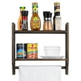 thumbnail image 1 of 2-Tier Wall-Mounted Bathroom Wooden Storage Rack With Hanging Towel Bar, 1 of 5