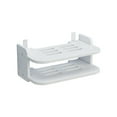 thumbnail image 1 of 2-Tier Wall Mounted WiFi Router Shelf (30×20×15cm/11.8×7.9×5.9in) | No-Drill Floating Shelf for Set-Top Box & Media Devices, 1 of 6