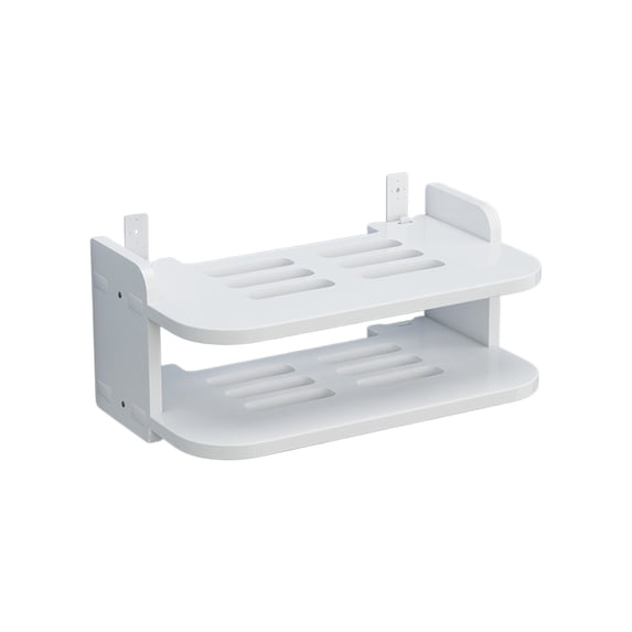 2-Tier Wall Mounted WiFi Router Shelf (30×20×15cm/11.8×7.9×5.9in) | No-Drill Floating Shelf for Set-Top Box & Media Devices