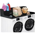 thumbnail image 1 of 2-Tier Washer Dryer Countertop with 2.75" H Edge Rails, 54" W x 27.55" D Laundry Countertop for Folding Clothes, Washer and Dryer Topper with Non-Slip Pad (Black), 1 of 7