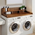 thumbnail image 1 of 2-Tier Washer Dryer Countertop, Laundry Wood Shelf Topper with Edge, Universal Fit, Suitable for Washer and Dryer Laundry Hamper Counter Storage (Walnut), 1 of 8