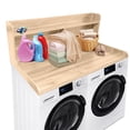 thumbnail image 1 of 2-Tier Washer Dryer Countertop, Wood Laundry Countertop with 2.75" H Edge Rails, Waterproof Washer Dryer Cover with Anti-Slip Pads for Laundry Room Organization and Storage, Walnaut/Natural/White, 1 of 7