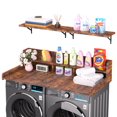 thumbnail image 1 of 2-Tier Washer and Dryer Countertop with Storage Shelves & Non-Slip Pads, Laundry Room Organizer Countertop Set, Rustic Brown, 1 of 6