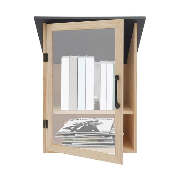 Shangmakel 2-Tier Waterproof Free Library Wooden Cabinet, 16x14x23 Inch Small Storage Box for DIY, Neighbourhoods, Communities and Kids to Share Books, Magazines, Artworks
