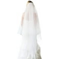 thumbnail image 1 of 2 Tier Wedding Bridal Veil with Comb White Ivory Cut Edge Waltz Length, 1 of 7