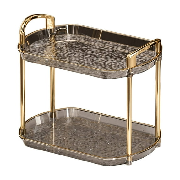 2-Tier Whiskey Tray, Bathroom Countertop Organizer with Handle, Food Tray, Kitchen Spice Rack, Cosmetics Storage Rack(C)