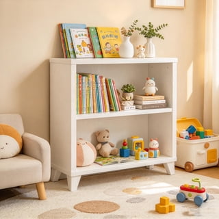 2-Tier White Bookshelf, Modern Open Bookcase with Storage Shelves, Freestanding Display Shelf for Living Room, Bedroom, Home Office and Study 27.56" x 11.83" x 28.11"