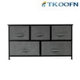 thumbnail image 1 of 2-Tier Wide Closet Dresser, Nursery Dresser Tower with 5 Easy Pull Fabric Drawers and Metal Frame, Multi-Purpose Organizer Unit for Closets, Dorm Room, Living Room, Hallway, Gray, 1 of 8