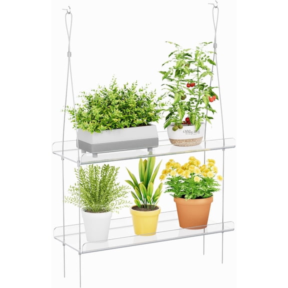 2-Tier Window  Shelves 15 inch,  Adjustable  Floating Shelf, Window Sill Extender for Indoor Succulent ,  Greens,  Starter Pots,  Planters
