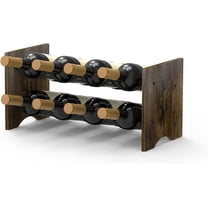 2 Tier Wine Rack Tabletop Freestanding 8 Bottles Organizer Holder Stand Countertop Solid Wood Cabinet Wine Storage Shelf for, Bar, Pantry Wine Cellar