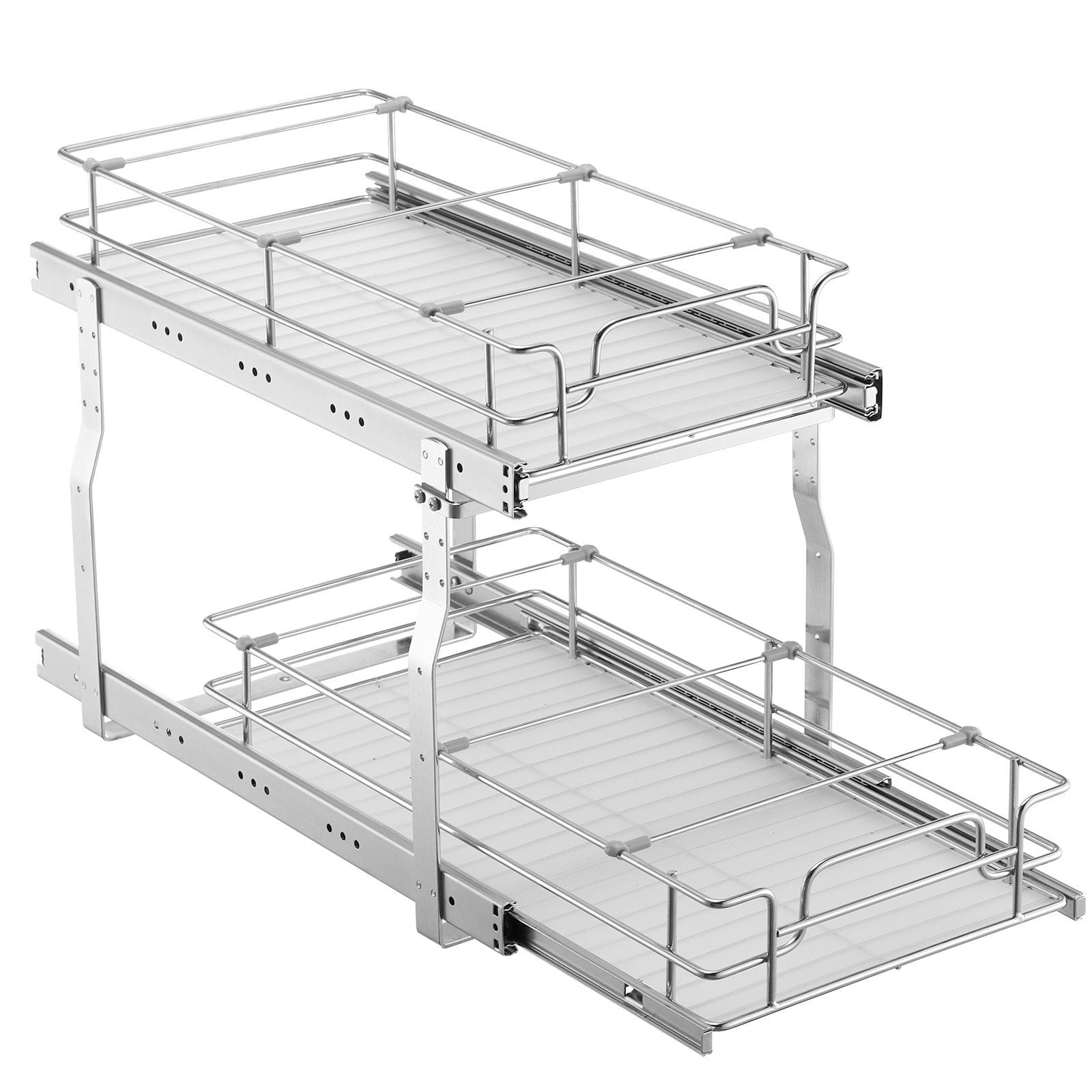2-Tier Wire Under Sink Cabinet Organizer - 12x21 Inch Pull Out Drawer Basket Storage