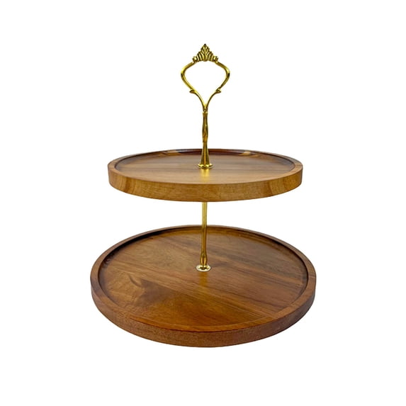 2 Tier Wood Cupcake Stand,Rustic Wooden Serving Tray Farmhouse Dessert Display Tiered Cake Tower Holder for Kitchen Wedding Birthday Tea Party Decorations