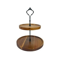 2 Tier Wood Decorative Trays Cupcake Tower Serving Stand Display Dessert Cookies Candy Buffets Holders For Home Tea Party Christmas Farmhouses Kitchen Decor