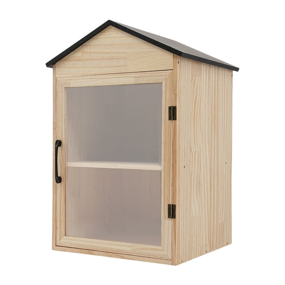 2-Tier Wood Library Book Box, Acrylic Clear Window Freestanding Book Cabinet, Dustproof Storage for Home Yard Community