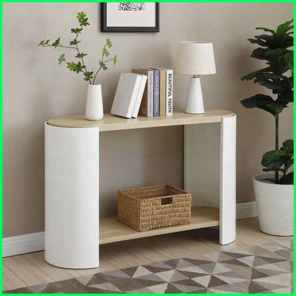 2-Tier Wood-Look Coffee Table for Living Room/Bedroom, Easy Assembly & Space-Saving Natural White