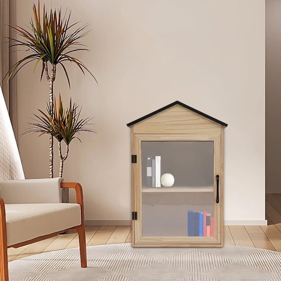 2-Tier Wooden Book Sharing Cabinet with Clear Acrylic Window, Little Free Library Box, Book Exchange Box