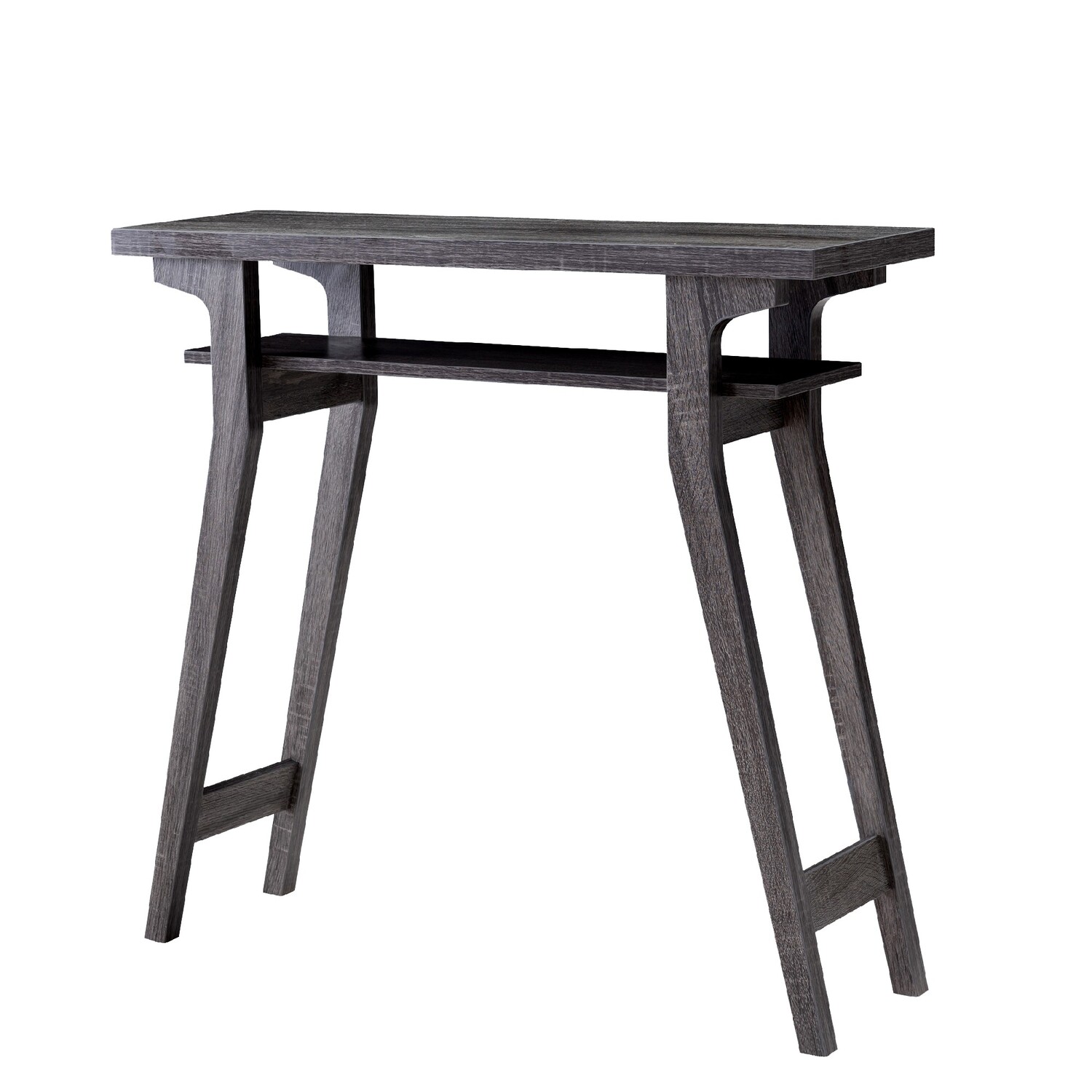 Slanted Console 2 Tier Wooden Console Table with Slanted Leg Support, Distressed Gray ...