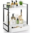 thumbnail image 1 of 2-Tier Wooden Counter Shelf with Drawer, Vanity Tray for Organization and Decor, Countertop Organizer for Bathroom and Kitchen, 1 of 4