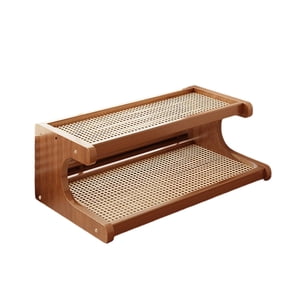 2-Tier Wooden Desktop Organizer Shelf Cabinet And Counter Riser Kitchen Display Shelf For Coffee Makeup & Books(Brown-29Cm)
