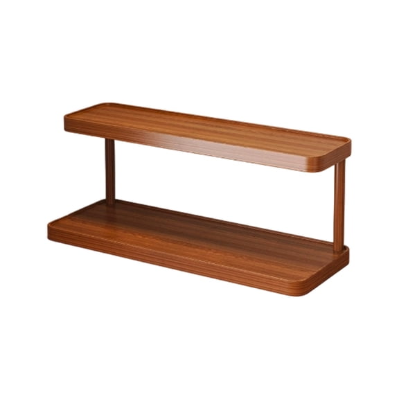 2-Tier Wooden Desktop Organizer Shelf - Multipurpose Countertop Storage & Display Rack,Compact Space-Saving Shelf for Skincare, Tableware, Stationery & Home Decor(Small)