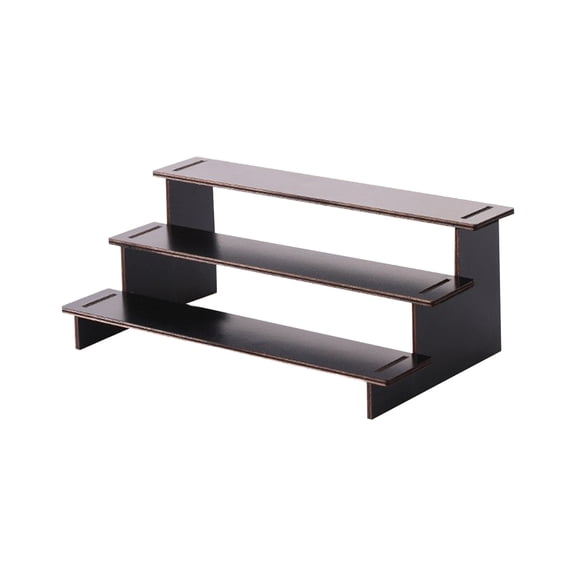2-Tier Wooden Display Riser Shelf Tabletop Small Food Stand Risers Display Makeup Step Perfume Organizer for Fragrance Cosmetics Figure Collection