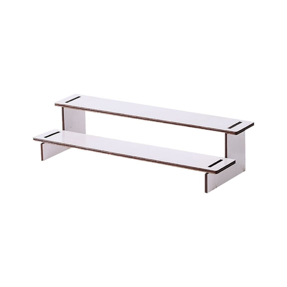 2-Tier Wooden Display Riser Shelf Tabletop Small Food Stand Risers Display Makeup Step Perfume Organizer for Fragrance Cosmetics Figure Collection